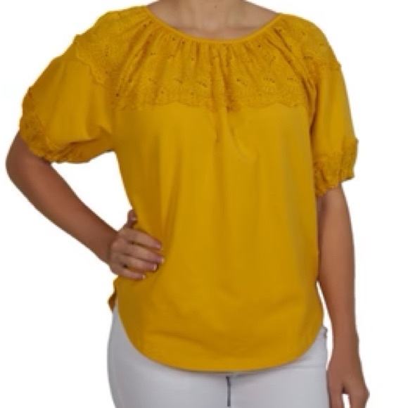 Skyes The Limit Tops - Elegant Yellow Lace Women's Blouse